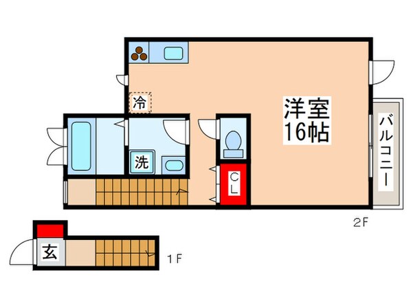 ｺｯﾂｳﾞｨﾚｯｼﾞ国立ﾎﾞ-ﾄﾝ棟の物件間取画像